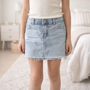 Cat & Jack Light Blue Frayed Mini Skirt